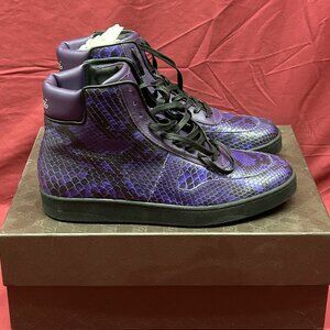 Mens Gucci Purple & Black Python High Top Lace Up Sneakers Boots Shoes 9.5 9-1/2